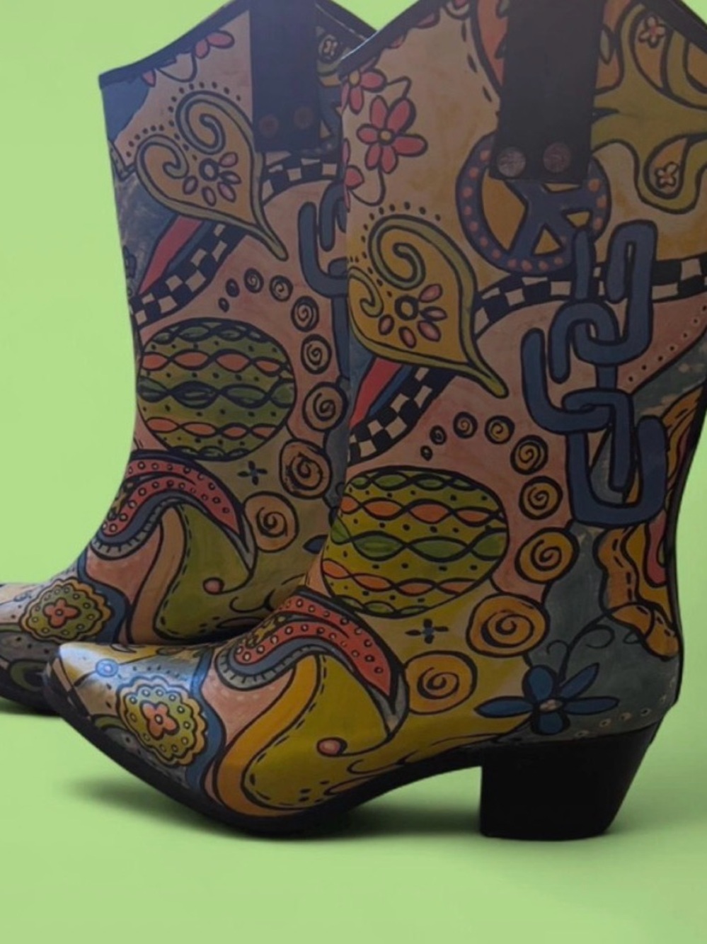 Vibrant Multi-Color Printed Ankle Booties